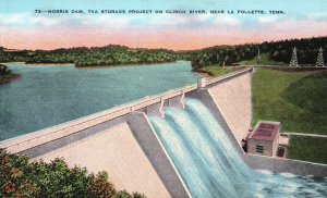 Vintage Postcard Norris Dam TVA Storage Clinch River La Follette Tennessee TN