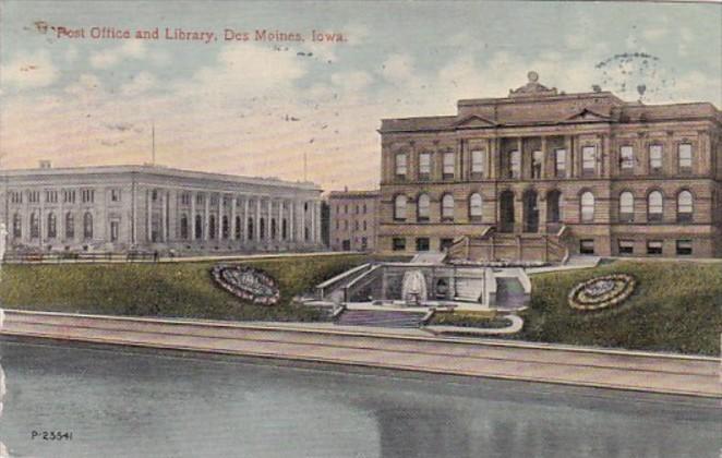 Iowa Des Moines Post Office and Library 1914