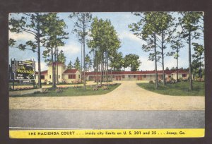 JESUP GEORGIA GA. THE HACIENDA COURT MOTEL VINTAGE LINEN ADVERTISING POSTCARD