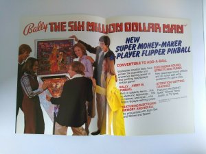 Bally Six Million Dollar Man Pinball FLYER Lee Majors Bionic Steve Austin 1978