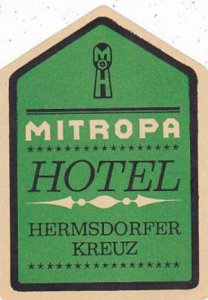 GERMANY MITROPA HOTEL HERMSDORFER KREUZ VINTAGE LUGGAGE LABELS