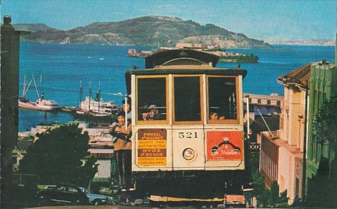 California San Francisco Cable Car On San Francisco Hill