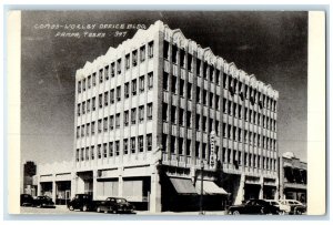 c1920's Combs Worley Office Building Classic Cars Parked Pampa Texas TX Postcard