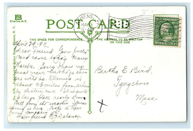 1911 Bird's Eye Eldridge Park Showing State Reformatory Elmira NY Postcard