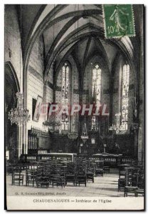 Old Postcard Chaudesaigues Interior L & # 39Eglise