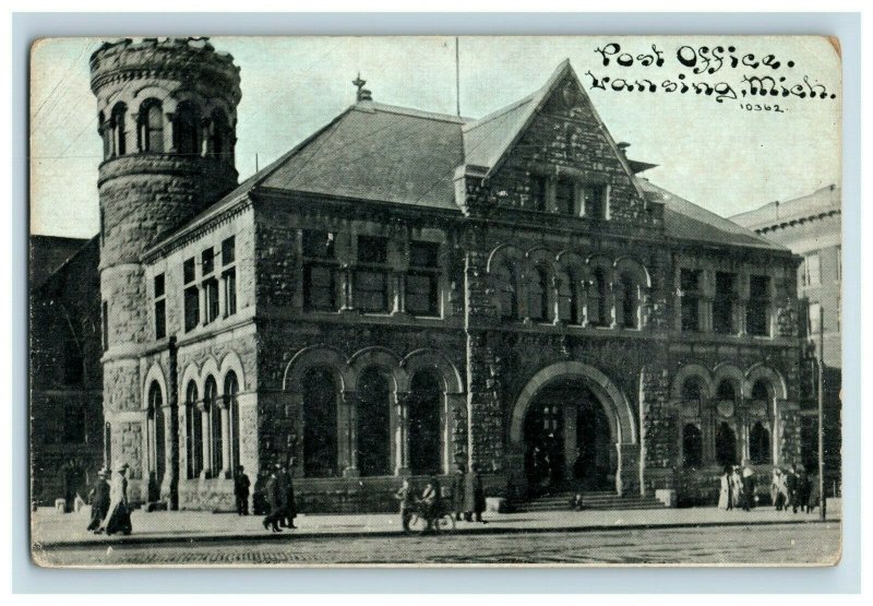 C 1905-10 Blue Sky Post Office Lansing, Mich Postcard F80 