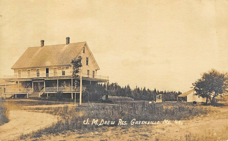 Greenville ME J. M. Drew Residence Real Photo Postcard