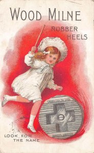 WOOD MILNE RUBBER HEELS SHOES ADVERTISING ENGLAND UK POSTCARD 1908