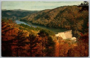 Lake Tugalo Georgia 1950s Postcard Aerial View