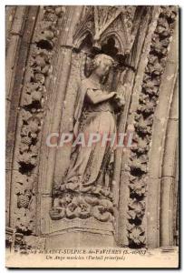 Old Postcard Church of Saint Sulpice de Favieres (S and O) Musician Angel (Ma...