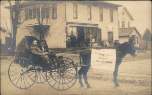 Windsor OH Ohio Advertising Donkey Wagon c1910 Real Photo Postcard