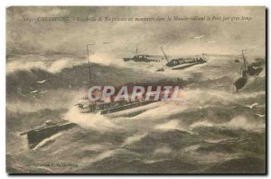 Old Postcard Cherbourg Torpedo Squadron maneuver in the Channel rallying the ...