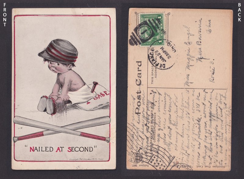UNITED STATES, Postcard, Baseball Humour, Nailed At Second