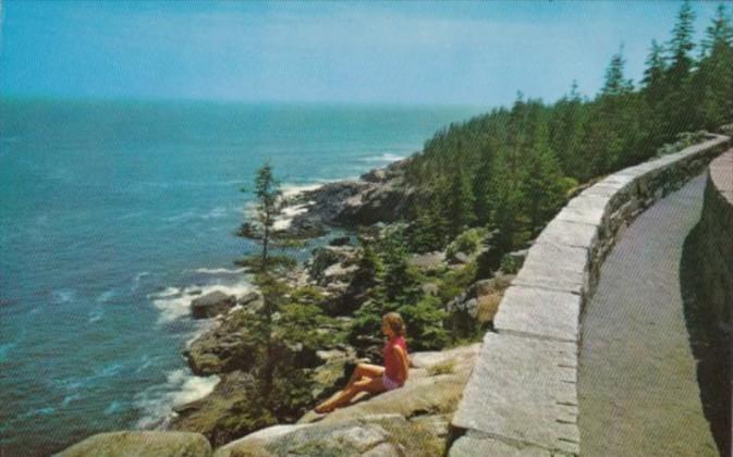 Maine Acadia National Park View Of Bar Harbor From Summit Of Otter Cliff