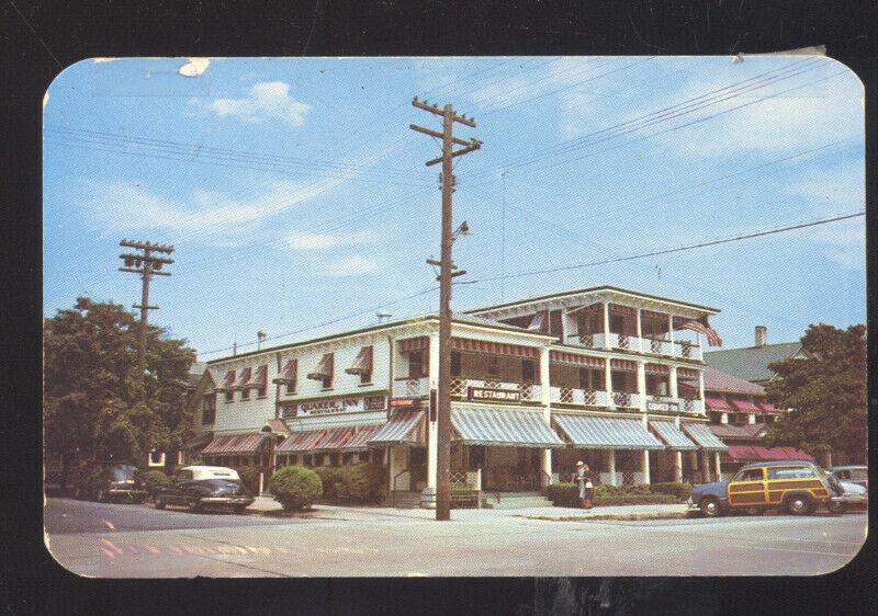 OCEAN GROVE NEW JERSEY QUAKER INN OLD CARS WOODY WAGON VINTAGE POSTCARD