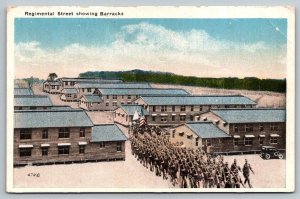 US Army Infantry Regimental Street Showing Barracks   - Postcard