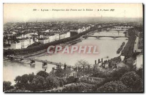 Old Postcard Lyon Perspective Bridges over the Rhone