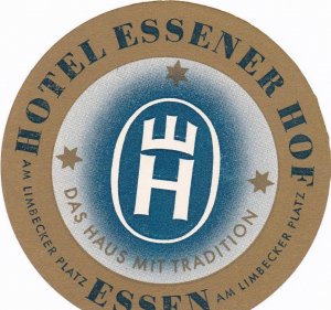 Germany Essen Hotel Essener Hof Vintage Luggage Labe sk3736