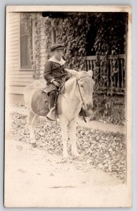 RPPC Young Boy On Donkey Real Photo c1910 Postcard S26