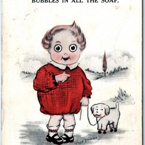 c1900s Early Cobb Shinn Der Feller Comic Little Girl Play Dog Toy Child A169