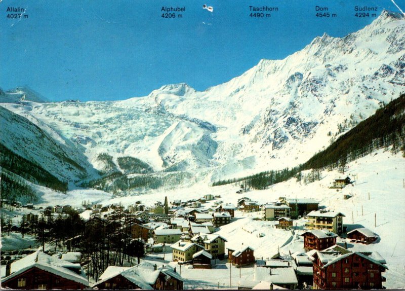 Switzerland Saas-Fee Panorama In Winter