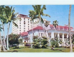 Unused 1950's OLD CARS & WHITEHALL HOTEL Palm Beach Florida FL Q5286