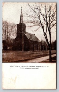 1910 Holy Trinity Lutheran Church  Greenville Pennsylvania Postcard