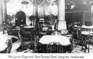 RPPC, Fort Wayne, Indiana IN    MILLER'S ENGLISH TEA ROOM   Roadside  Postcard