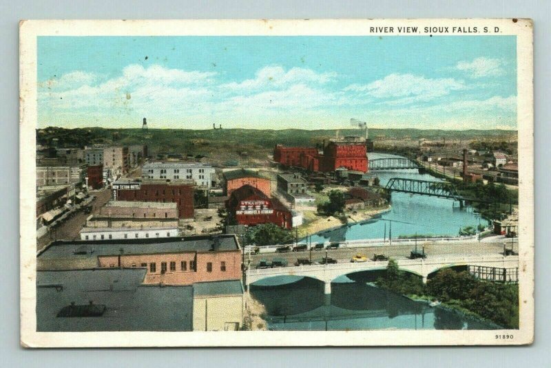 Sioux Falls River View Strahon's Teton Motel Hotel South Dakota SD Postcard