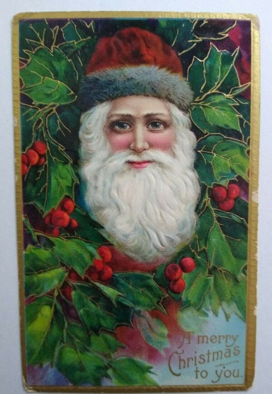 Fantastic Santa Claus Vintage Christmas Postcard Embossed Series 1480 Germany 