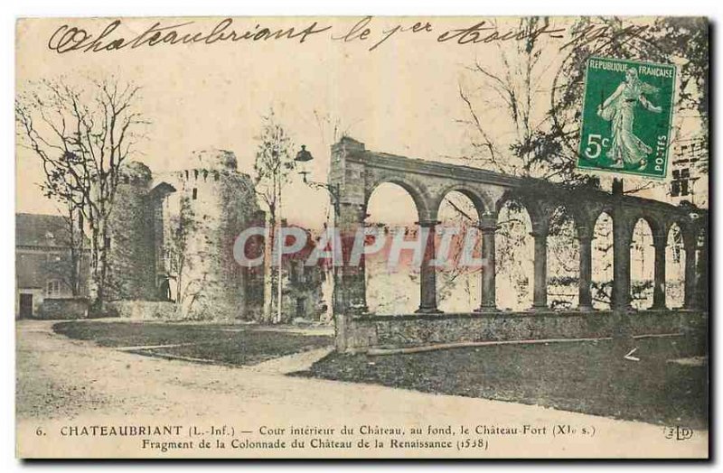 Old Postcard Chateaubriant The Inf Interior Court of the Chateau Chateau Fort...