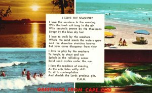 Vintage Postcard Greetings From Cape Cod I Love the Seashore Morning View MA