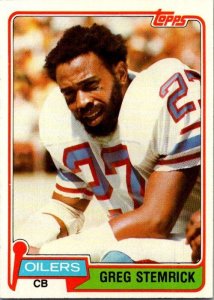 1981 Topps Football Card Greg Stemrick Houston Oilers sk10341