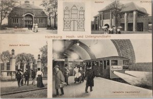 Hamburg Germany Hoch und Untergrundbahn Barmbeck Train Bahnhof Postcard G2