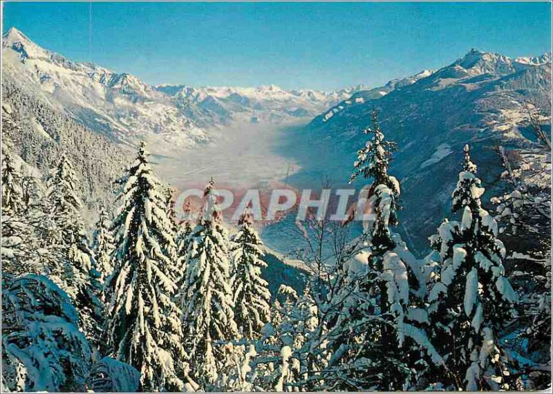 Modern Postcard Martigny and the Rhone Valley in winter