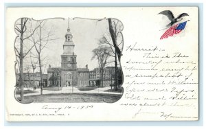 Independence Hall From Square 1903 Personal Message Antique Vintage Postcard