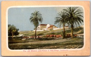 San Diego CA-California, Old Mission & Palms Training Indian Children Postcard