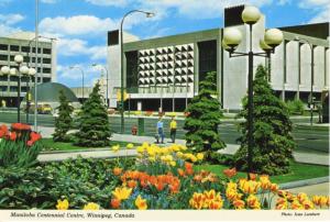 Winnipeg Manitoba MB Centennial Centre Tulips Flowers Vintage Postcard D17