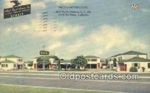 Mecca Motor Lodge, North San Diego, CA, USA Motel Hotel 1949 light postal mar...