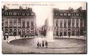 Old Postcard Rennes The Palace Square and Bourbon Street