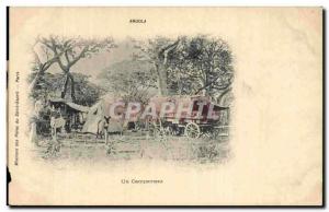 Angola CPA un campement RARE (ane donkey Afrique Africa)