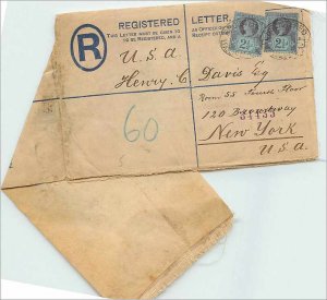 Entier Postal Stationery 2 * 21/2 d for New York