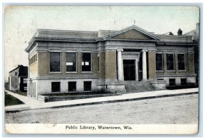 1912 Public Library Exterior Building Road Watertown Wisconsin Vintage Postcard