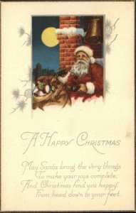 Christmas Santa Claus Belfry Full Moon Stecher 992A c1920 Postcard