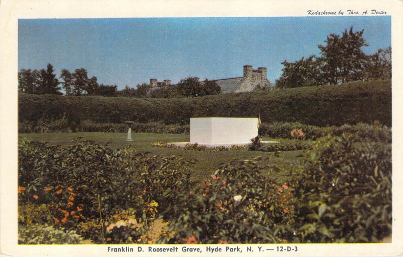 Franklin D Roosevelt Grave Hyde Park NY Postcard Unused Dexter Kodachrome 