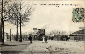 CPA AK PARIS 17e LEVALLOIS-PERRET porte Champerret TRAM VAPEUR (977610)