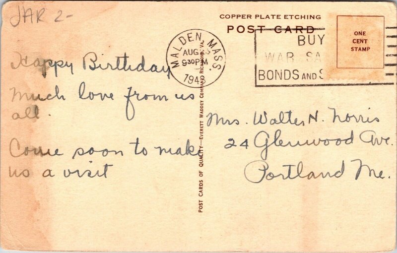 Ash Lawn Home James Monroe Antique Postcard PM Malden Massachusetts MA Cancel 