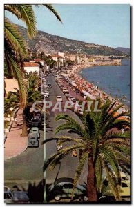 Menton - Vue Generale on the Promenade and the Beach - Old Postcard