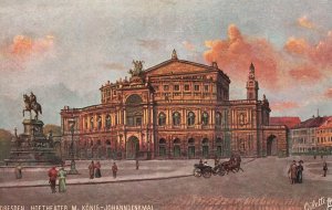 Vintage Postcard Hoftheater M. Konig Johandwnkmal Dresden Germany Oilette