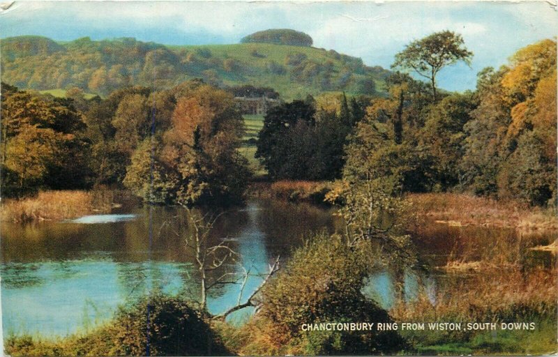 Chanctonbury Ring from Wiston South Downs postcard